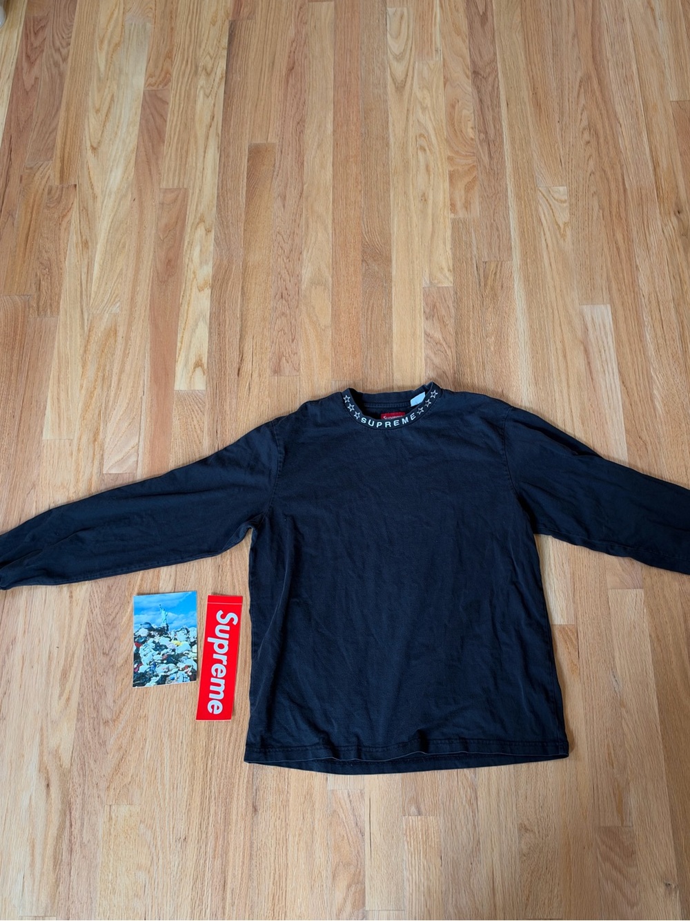 Supreme black stars cotton long sleeve t shirt small